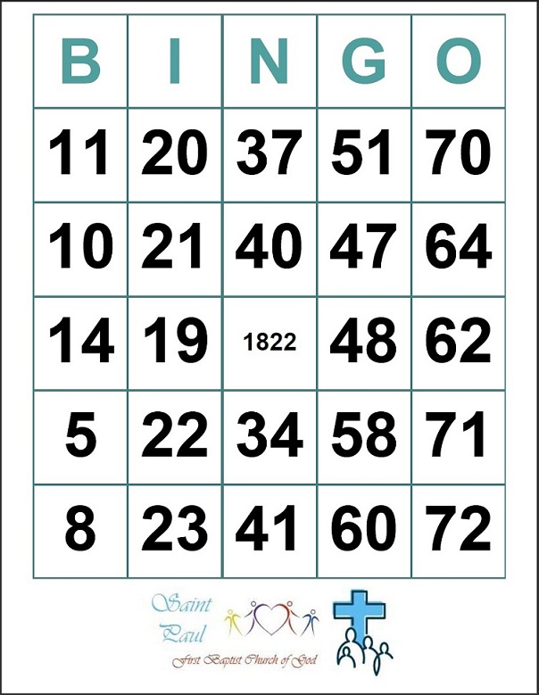 Single Bingo Card design